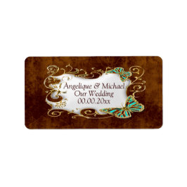 ブラウン金ゴールド結婚アクアのワインシール ラベル