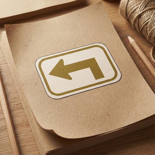 ブラウン離れアローステッカー 長方形シール