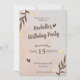 ブラウン離れフローラ誕生日 招待状