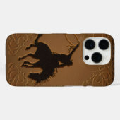 ブラウン革調ワイルドウエストラスティックカウボーイ Case-Mate iPhoneケース (裏面 (横))