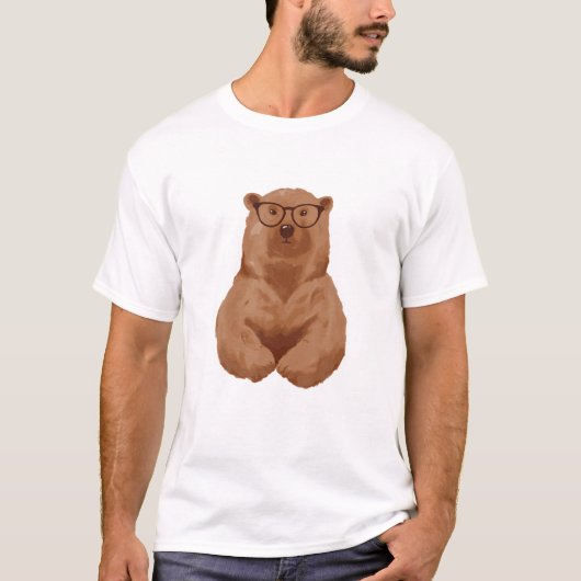 ブラウン頭が切れるベアおたく Tシャツ (正面)