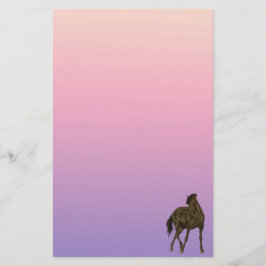ブラウン馬の風の文房具紙 便箋