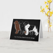 ブラウン黒およびLandseerニューファウンドランド項目 カード (黄色い花)