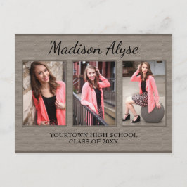 ブラウン3枚の写真の卒業救期日 ポストカード