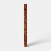 ブラウン3-D工具皮革花柄2モノグラム SAMSUNG GALAXYケース (左側面)