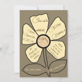 ブラウン60誕生日シンプルドードルフラワー 招待状 (正面)