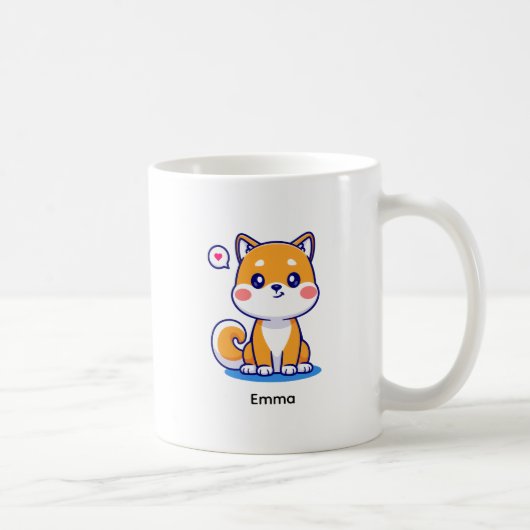 ブラウン かわいい 柴犬 オーダーメイド コーヒーマグカップ (右)