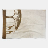 ブラウン·アイボリー·アフリカ·キリン結婚ズ キッチンタオル (横)