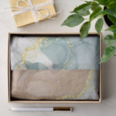 ブラウン&アクアアルコールインクパターン金ゴールドインレイ 薄葉紙 (ギフト)