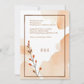 ブラウン アブストラクト ボーホ ミニマル フラワーズ ウェディング 招待状 (裏面)