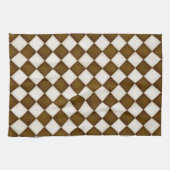 ブラウン&アンティークホワイトダイヤモンド キッチンタオル (横)