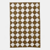 ブラウン&アンティークホワイトダイヤモンド キッチンタオル (縦)