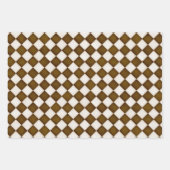 ブラウン&アンティークホワイトダイヤモンド ラッピングペーパーシート (正面2)