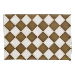 ブラウン&アンティークホワイトダイヤモンド 枕カバー