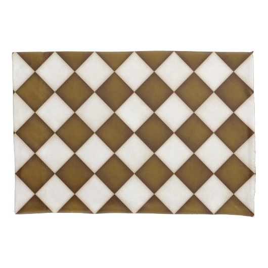 ブラウン&アンティークホワイトダイヤモンド 枕カバー (正面左)