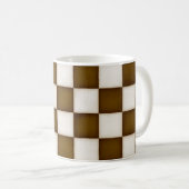 ブラウン&アンティークホワイト市松模様に コーヒーマグカップ (正面右)