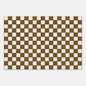 ブラウン&アンティークホワイト市松模様に ラッピングペーパーシート (正面)