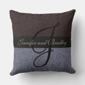 ブラウン·アンド·グレエレガントー·モノ結婚グラム クッション (裏面)