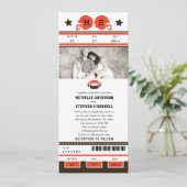 ブラウン・アンド・ブライト・オレンジ・フットボール・結婚チケットズ 招待状 (スタンド正面)