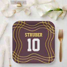 ブラウン&イエロースポーツテーマ ペーパープレート