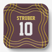 ブラウン&イエロースポーツテーマ ペーパープレート (正面)