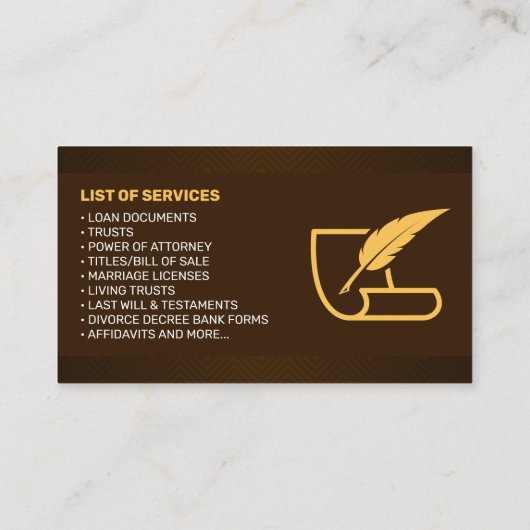 ブラウン&イエロー公証人ローン署名エージェントの写真 名刺 (裏面)