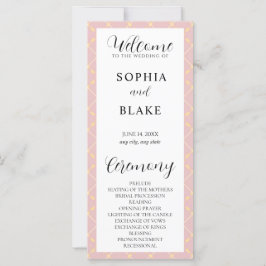 ブラウン、イエロー、ホワイトプレイド結婚式 プログラム