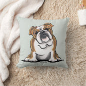 ブラウン・イン・ホワイト・イングリッシュ・ブルドッグ・シッかわいらしト クッション (ブランケット)