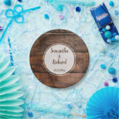 ブラウン·ウッ素朴フェイクド·カントリー·ウエディング ペーパープレート (パーティー)