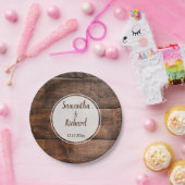 ブラウン·ウッ素朴フェイクド·カントリー·ウエディング ペーパープレート (パーティー)