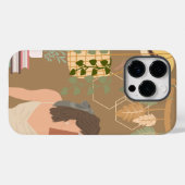 ブラウン・エステティック・ウーマン読書本 Case-Mate iPhoneケース (裏面 (横))