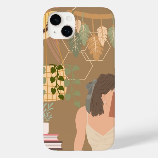 ブラウン・エステティック・ウーマン読書本 Case-Mate iPhoneケース (裏面)