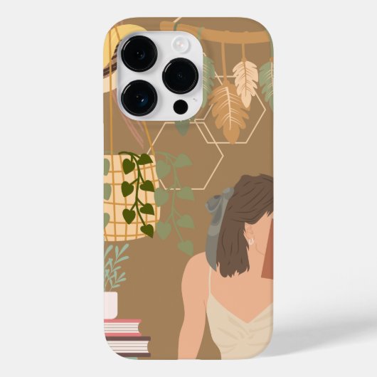 ブラウン・エステティック・ウーマン読書本 Case-Mate iPhoneケース (裏面)