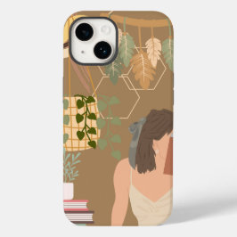 ブラウン・エステティック・ウーマン読書本 Case-Mate iPhone 14ケース