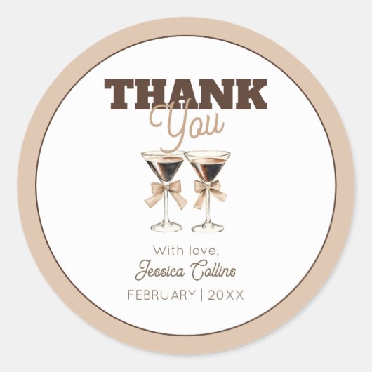 ブラウン・エスプレッソ・マルティーニ30歳の誕生日ありがとう ラウンドシール (正面)