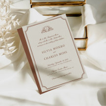 ブラウン&エレガントベージュ色クレストモノグラム結婚ズ