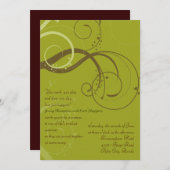 ブラウン/オリーブのウェディング招待状 招待状 (正面/裏面)
