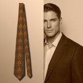 ブラウン&オレンジアールデコダイヤモンドパターン ネクタイ