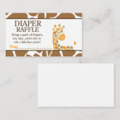 ブラウン/オレンジキリン赤ちゃんシャワーおむつラッフル エンクロージャーカード (正面/裏面)