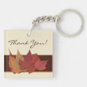 ブラウン、オレンジ、アイボリードライ葉ズアクリルキーチェーン キーホルダー (裏面)