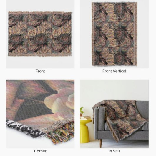 ブラウン、オレンジ、銅、および金ゴールドバラ スローブランケット