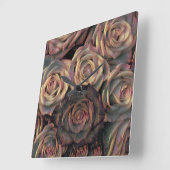 ブラウン、オレンジ、銅、金ゴールドバラ スクエア壁時計 (傾斜)