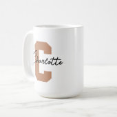 ブラウン カスタムイニシャル ネーム マグ、誕生日、新しいママ コーヒーマグカップ (正面左)