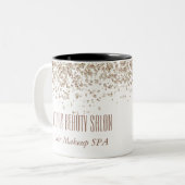 ブラウン&ガーリー金ゴールドグリッタリーラグジュアリー美しいサロン ツートーンマグカップ (正面左)