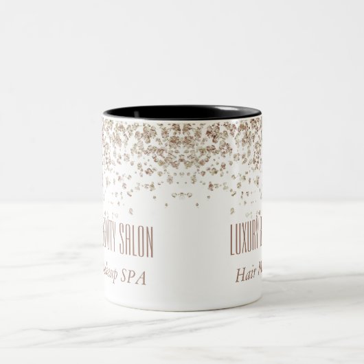 ブラウン&ガーリー金ゴールドグリッタリーラグジュアリー美しいサロン ツートーンマグカップ (中央)