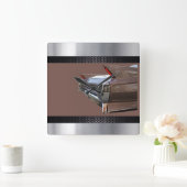 ブラウン・キャデラック・ブラック、シルバー スクエア壁時計 (ホーム)