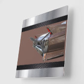 ブラウン・キャデラック・ブラック、シルバー スクエア壁時計 (傾斜)