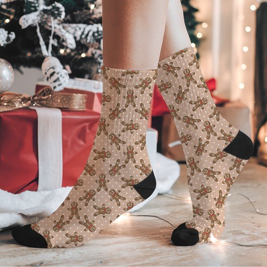 ブラウン ギャザー ドット柄 クリスマス ソックス