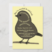 ブラウン・クリーミー６０歳誕生日かわいい鳥ディナーパーティー 招待状 (正面)