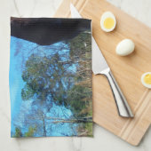 ブラウン&クリームカラーホースブルースカイ キッチンタオル (四つ折り)